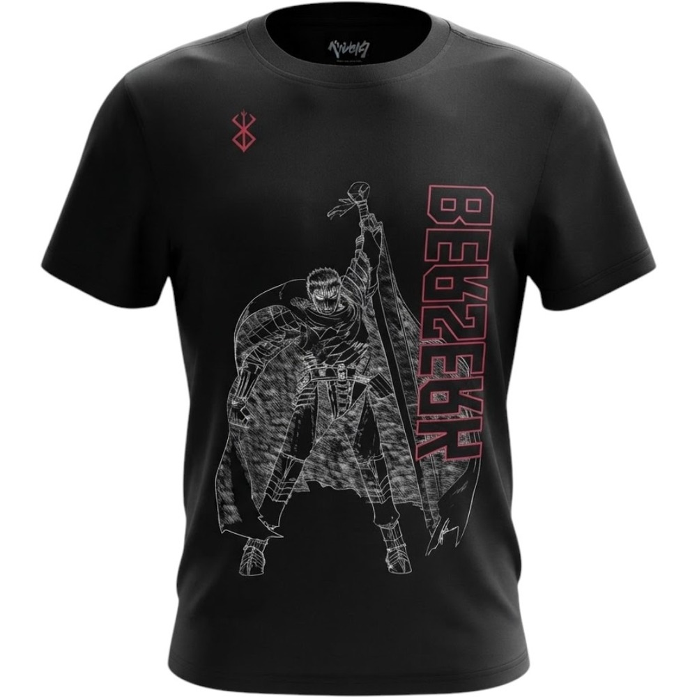 Berserk Guts Graphic T-Shirt Mens Large Black Crunchyroll Anime Manga Goth Tee